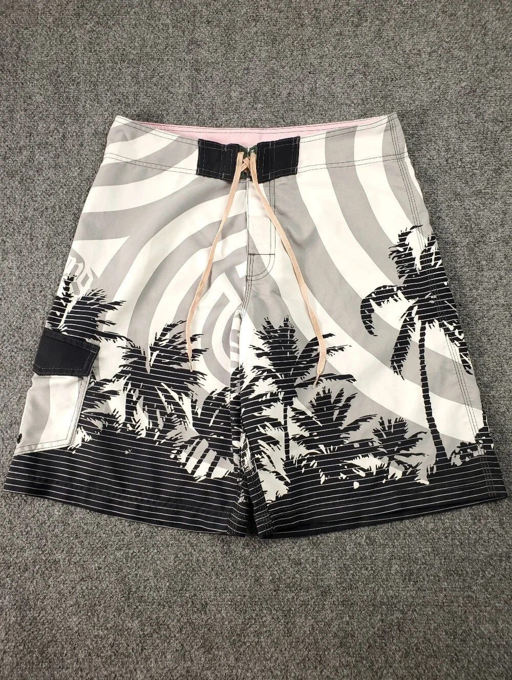 Billabong Boardshorts Mens 32 All Over Spiral Print Palm Trees Y2K Surfer Beach